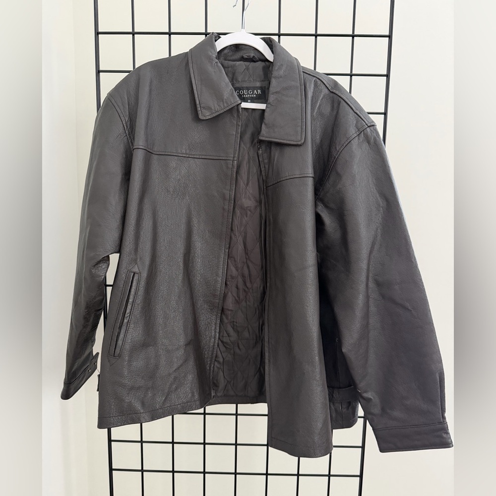 Cougar Men's Dark Gray Leather Jacket